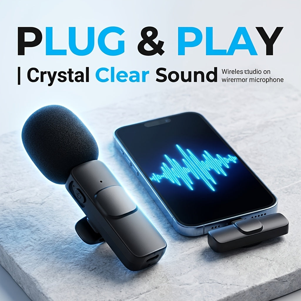 Dual Wireless Microphone for Phone – 2 Mini Lavalier Mics with USB-C/Lightning for TikTok, Reels & Video Recording