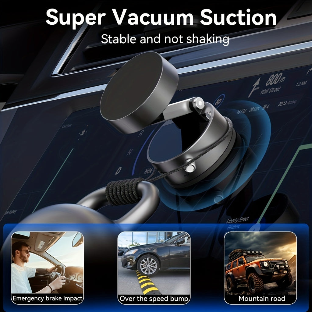 360° Magnetic Car Phone Mount – Foldable Vacuum Suction Holder